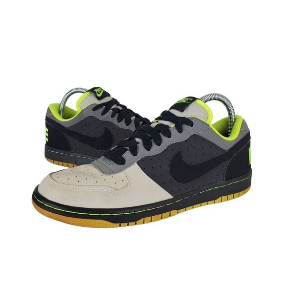 Nike Big Nike 1 LE Grey Volt 366725-001 Men's Lime‎ Leather Sneakers Shoes US 8